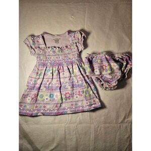 Wonderkids Baby Girl Purple Floral Smocked Dress Bloomers Set Vintage Y2K 12M